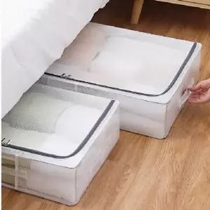 (언더베드리빙박스 30L)대용량 옷 정리함 투명 접이식 수납함 침대 하단