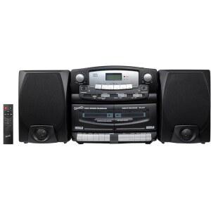 SUPERSONIC 블랙 입력, 탈착식 시스템, 카세트 AC/DC, 라디오, 시스템 플레이어, 듀얼 매트 (리모컨 USB 뮤직 오디오 CD/MP3 블루투스 포함) 플레이어/레코딩 스테레오 홈 에디션 스피커, 빈티지 AMECHATRONICSFM