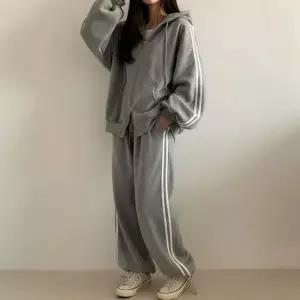 [셀러에이드]루즈핏 무지 데일리 여성 후드집업 셋업