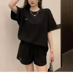 [셀러에이드]와플 조직 여성 트레이닝 반팔 상하의 레터링 반바지 홈웨어 실내복