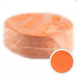 칼라종이접시 100개입 주황 일회용