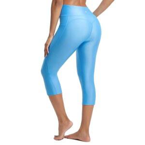 발레프 여성용 18인치 하이웨이스트 수영 바지 롱 수영복 캡리스 UPF50+ 라이너와 포켓