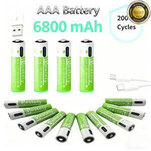 AAA 충전식 리튬 배터리 2025 신제품 6800mAh 대용량 USB-C 카메라 전동 칫솔 면도기용