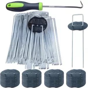 150개의 개스킷 8인치 정원 말뚝 11개의 게이지 아연 도금 U자형 핀이 포함된 완스루이 150팩 조경 필수품