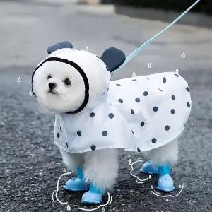 반려견 레인코트 땡땡이 후드 강아지 산책용 의류 방수 옷
