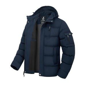 LZAC N X 남성용 겨울 코트 두꺼운 단열 방수 패딩 재킷 후드 바람막이 파카 멀티 포켓