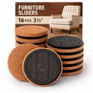단단한 나무 바닥을 위한 펠트 가구 슬라이더 PISAO 16 PCS 3 u201D 헤비 듀티 무버 긁힘 방지 디자인 표면을 두꺼운 패드 큰 가구를 쉽게 이동