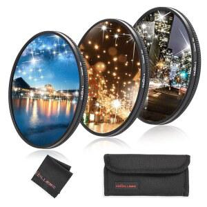 GREEN.L 77MM 스크린 키트 별 필터 파우치 468 스타버스트 가능한 천 및 가변 조명용 회전 포함 경관 3개가 있는 도시 초상화 크로스