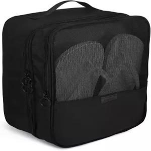 트롤리 슬리브와 함께 여행할 수 있는 Aosbos 2겹 신발 가방 휴대용 보관 파우치 포장 큐브 구조 검은색