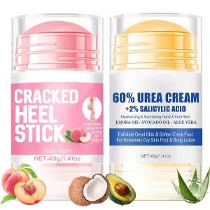 2Pc 크랙 발 방지 스틱 건조한 발을 위한 수분 공급 힐 밤 보습 풋 케어 크림 집중 수리 손 팔꿈치 및 무릎