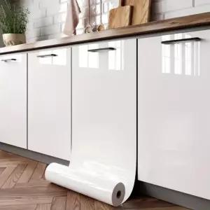 PVC 진주 필름 방수 벽지 룸 DIY 자체 접착 검정/흰색 옷장 주방 고광택 붙여 넣기 가구 벽 스티커