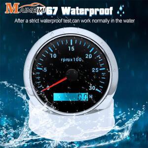 해양 보트 자동차 RPM 게이지 용 LCD 시간 측정기가있는 85MM 타코미터 8000rpm 미터 타코 7 색 LED 백라이