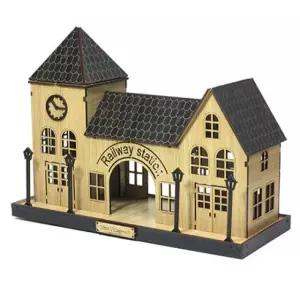 3D나무입체퍼즐 미니빌리지 A5 기차역 (블랙)