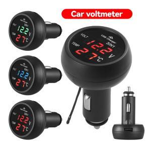 자동차 충전기 3 in 1 12/24V 전압계 스위치로 LED 디지털 게이지 온도계 USB