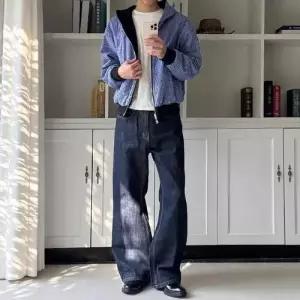 호크아이 춘추 빈티지 남자 데일리룩 간절기 가디건 집업 양면 체크 후드 카디건 KUK3