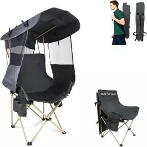 접이식 캠핑 의자 캐노피 야외 우산 잔디 비치 의자가 있는 스포츠 휴대용 낚시 캠프용 그늘막이 의자(일반