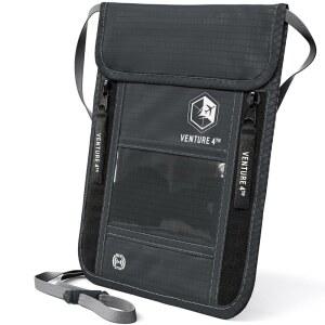 벤처 4TH 목 지갑 여행용 RFID 차단 여권 홀더 u2013 히든 넥 파우치 카드 및 여권용 스트랩이 조절 가능한 슬림 경량 정리함 그레이