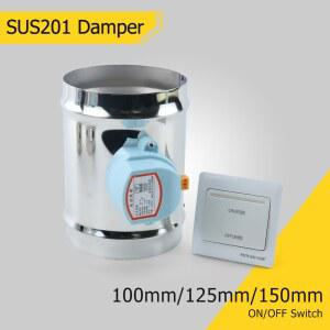 220VAC 스테인레스 스틸 전기 체크 밸브 환기 1NM 액추에이터가있는 공기 덕트 전동 댐퍼 100 125 150MM