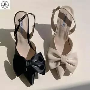 [애슬릿] 리본 슬링백 스틸레토 구두 하이힐 9cm