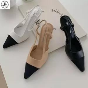 [애슬릿] 슬링백 구두 배색 스틸레토 하이힐 7cm
