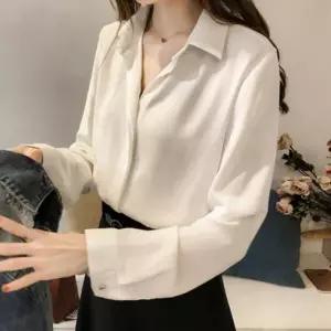 실크핏 베이직 블라우스 여성용 셔츠 오피스룩 면접 정장 상의 부드러운 소재 상의