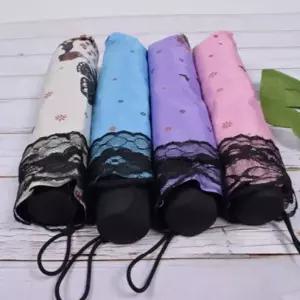 예쁜 접이식3단 우산 나비 레이스 우산 암막 양우산 양우산 레이스우 3단우산