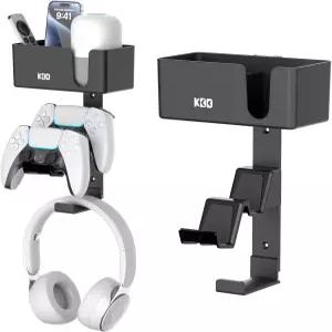 KDD 4-in-1 벽걸이 컨트롤러 홀더 - Xbox ONE/X 시리즈/PS5/PS4용 미끄럼 방지 패드가 있는 듀얼 게임 및