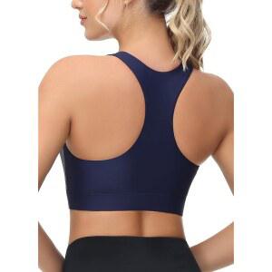 미베이 여성 스포츠 브라 수영복 언더셔츠 비키니 탑 모디스트 하이넥 퀵 드라이 탈부착 패딩 UPF50+