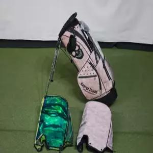 중고  카모 핑크 정품 스탠드백 골프백 (캐디백) 오로라 투명 후드캡 사은품