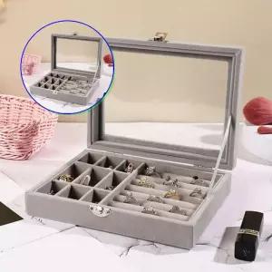 쌍문상회 벨벳 악세사리 보관함 돌반지함 보물함 정리함 아기 함 상자 보석함 미니 귀금속 트레이 귀걸이함