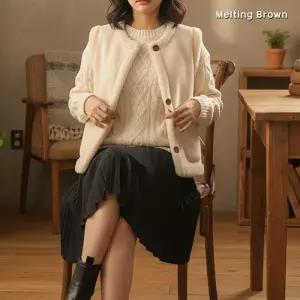 [멜팅브라운] 여자 털안감 노카라 무스탕 조끼 MT25 (42235728A)