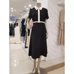 [하프클럽/] 세이브존01 배색 카라 집업 원피스 MYBAWO6070