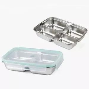 [셀러에이드]4구1100ml 나눔접시 스텐락 런치박스 밀폐용기 반찬통