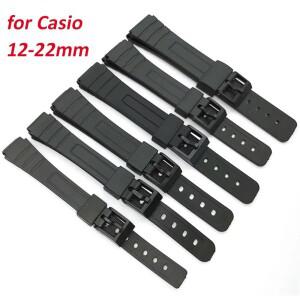 12/14/16/18/20/22mm 수지 실리콘 스트랩 범용 블랙 PU 시계 밴드 카시오 F-91W F-84 F-105/108 A-158/168