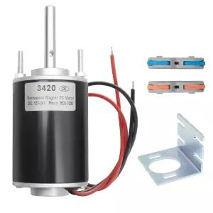MAKERELE 고토크 DC 모터 12V/24V 30W - 3500/7000RPM 영구 자석 전기 모터(케이블 커넥터 및 마운트