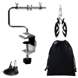 낚싯줄 와인더 및 크기에 조절 플라이어 릴 가능(라인 스풀링 스풀러 스풀 C클램프 맞게 스피닝 스테이션 포함, 보관 시스템, 흡착 가방 포함) 기계 컵 다양한