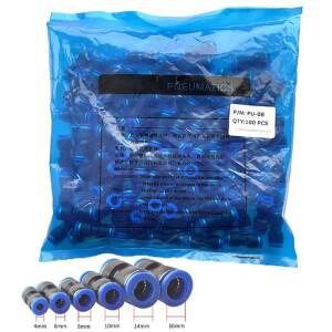 100Pcs 50Pcs PU 2 방향 파이프 커넥터 공압 피팅 플라스틱 4mm 6mm 8mm Staght 푸시 인 고속 슬립 잠금