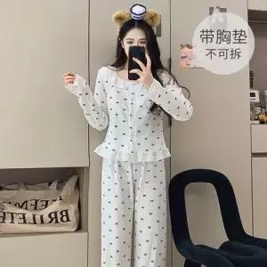 픽호샵 바지 면 커플 잠옷세트 파자마 봄가을 바람 패드 긴팔 코트 꾹3