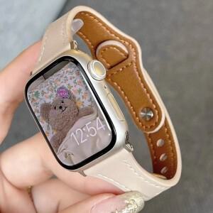 Apple Watch 밴드 울트라 49mm 8 7 SE용 슬림 가죽 스트랩 654321 iwatch 시리즈 40mm용 여성용 팔찌 루프