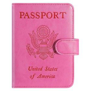 여권 홀더 커버 지갑 RFID 차단 가죽 카드 케이스 여행용 액세서리 여성 남성용 핑크