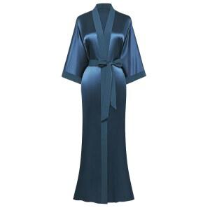 프로디자인 새틴 기모노 가운 여성 롱 실크 목욕 슬립웨어 웨딩 신부 들러리