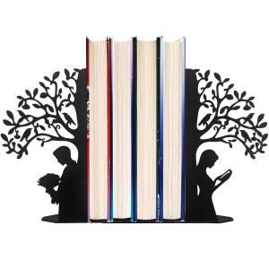 TREE OF 오피스 북 책용 북엔드, LIFE 스토퍼 책상 무거운 커플 홈 선물 선반용 엔드, 메탈 북엔드 데이 발렌타인 책장 장식용 블랙