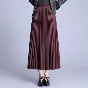 EAMT 여친 치마 롱 캐주얼 가을 허리밴딩 플리츠 YJ3