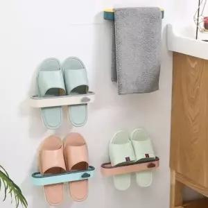 (색상 랜덤발송)실내화 거치대 신발 정리대 거실 현관 슬리퍼 원목 욕실화걸이 슬리퍼걸이 신발락카장 슬림