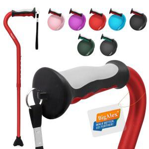 빅알렉스 경량 보행 지팡이, 노인용 부드러운 오프셋 손잡이, 여성 및 남성용 조절식 접이식 휴대용 스틱, 이동 보조 장치, 지팡이가 안정성과 균형을 제공합니다