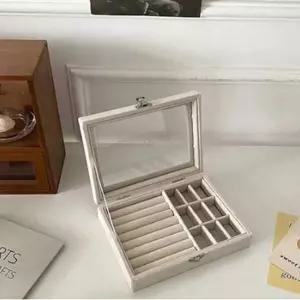 투명 플란넬 악세서리 보관함 베이지6구쥬얼리 귀걸이 반지 목걸이 시계