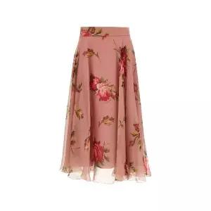 돌체앤가바나 로즈 프린트 시폰 미디 스커트 F4CSOTIS11F TP452159089