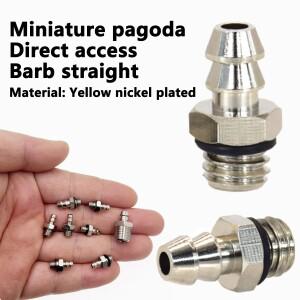 10개 2mm 3mm 4mm 6mm 8mm 외경 공압 호스용 M3 M4 M5 M6 수형 미니 소형 바브 피팅 파고다 조인트 구리 니