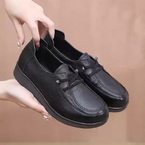 원더맨 여자 캐주얼 플랫 신발 슈즈 플랫워커 통굽 가죽 봄가을 구두 엄마 데일리룩 리얼가죽 빅사이즈 KUK