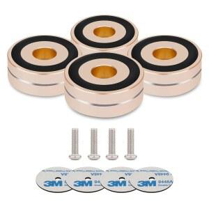 모노사우디오 스피커 격리 발 4개 40x15mm 알루미늄 서브우퍼 4개, 오디오, 스피커, 서브우퍼, 앰프, DAC, 턴테이블(골드)용 미끄럼 방지 고무 링/접착식/M4 나사 포함
